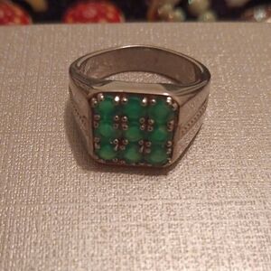 Green Onyx 2.65 ctw Men's Ring in Stainless Steel Size 12